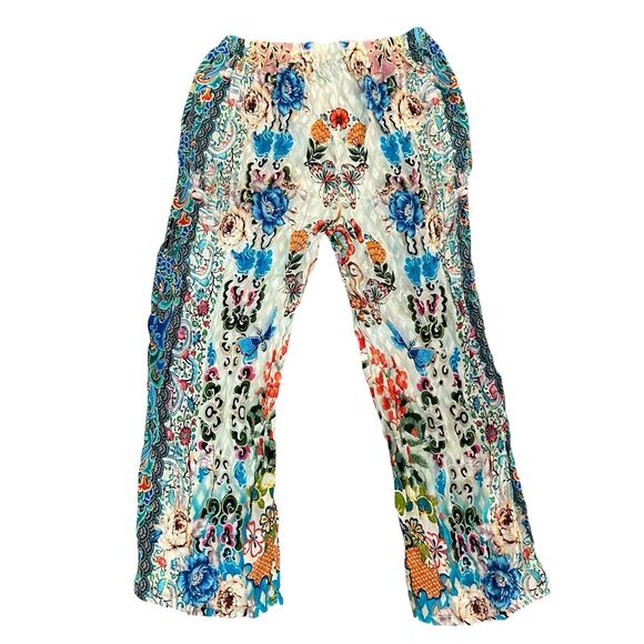 Shana Viscose Silk Pants Size Large Floral Baggy Relaxed Colorful Bohemian - Picture 7 of 8